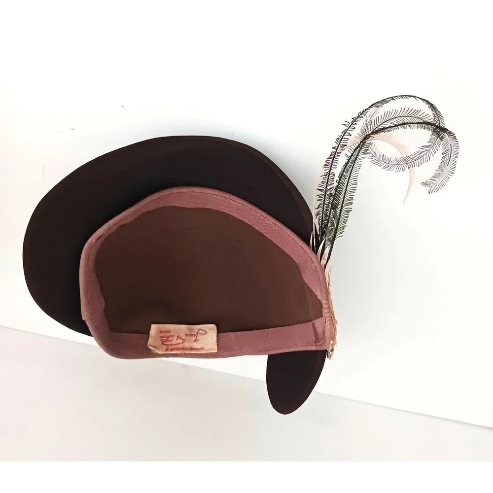 VTG 30s Jean Patou Paris Cloche Hat w Feathers US Upscale Milliner Distribution